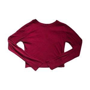 Dark Red/Burgundy top.